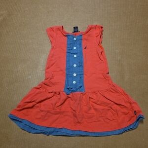 Nautica Girls' Coral Dress with Blue Front Panel